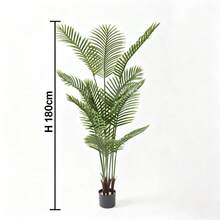 1棵70.87英寸人造棕榈树,带15片叶子,适用于家居、酒店、办公室、餐厅装饰、婚礼派对装饰,波西米亚风格,乔迁礼物,无需维护 - 綠色 - 查看 14