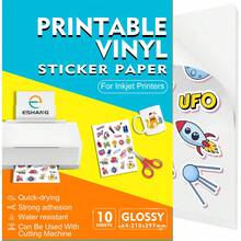 优质光面白色可打印贴纸，适用于喷墨打印机，快干、防水、防刮擦，可粘贴于大多数表面，8.3x11.7英寸，20/10张 - GLOSSY - 查看 9