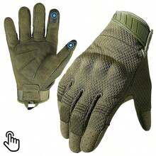 1 Pair Outdoor Multifunctional Sports Tactical Full Finger Touchscreen Gloves, Suitable For Cycling, Fitness, Hiking, Warm And Breathable - White - View 1