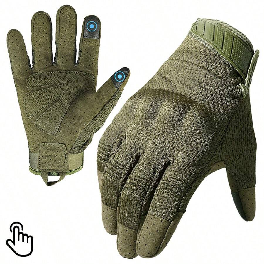1 Pair Outdoor Multifunctional Sports Tactical Full Finger Touchscreen Gloves, Suitable For Cycling, Fitness, Hiking, Warm And Breathable - White - View 1