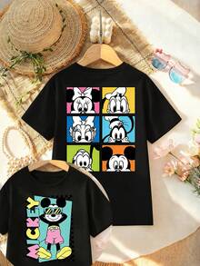 Disney Casual Cotton Short Sleeve Mickey Mouse Graphic T-Shirt For Women - 黑色 - 查看 1
