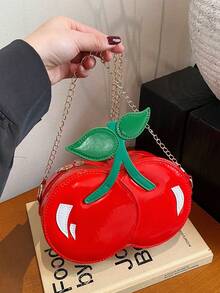 New Spring/Summer Creative Cherry Shape Shoulder Crossbody Bag, Cute Personalized Chain Handbag For Women - Red - View 2