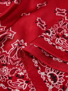 1pc Women Bohemian Style Paisley Print Bandana Scarf, Casual Sunscreen Headscarf Shawl, Suitable For Daily Wear, Spring/Summer For Dress - 酒紅色 - 查看 3