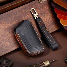 1pc Genuine Leather Key Fob Holder Suitable For Baojun Car Keys, New Model RM5/RS-5/RC6/RS3/Wuling Hongguang MINI EV - Blue (Type B) - View 8