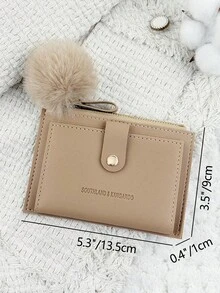 SOUTHLAND&KANGAROO Ví gập nhỏ gọn trang trí bằng lông giả, ví đựng tiền xu, thẻ, chìa khóa kiểu dáng tối giản, nhẹ nhàng dành cho nữ, món quà sinh nhật, Giáng sinh, kỷ niệm dễ thương dành cho phái nữ. - Màu Khaki - Xem 9