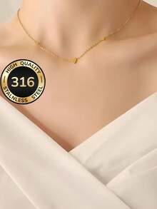 Dây chuyền mặt dây hình trái tim hai lớp tối giản, chất liệu thép không gỉ 316 không gây dị ứng, mạ vàng 18K chống phai màu, thiết kế độc đáo, kiểu dáng Hàn Quốc đơn giản, trang sức đeo cổ cao cấp độc đáo, phong cách phương Tây thanh lịch, trang sức nữ, quà tặng trang sức cao cấp dành cho bạn gái nhân dịp kỷ niệm và ngày Valentine. - mặt dây chuyền hình trái tim - Xem 8