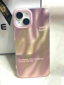 Wave Ripples 1pc Iridescent Pink Phone Case Compatible With IPhone 16 Pro Max, Minimalist 15 Case, Elegant Protection Cover Compatible With Iphone 14 Pro, 13 Pro Max, 12, 11 Pro, 17 Pro Max - Pink - View 4