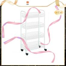 4 Tier Metal Rolling Utility Cart With Casters Storage Shelf Rack With Baskets And Wheels 72cm High From Ddfo - Classic - View 5