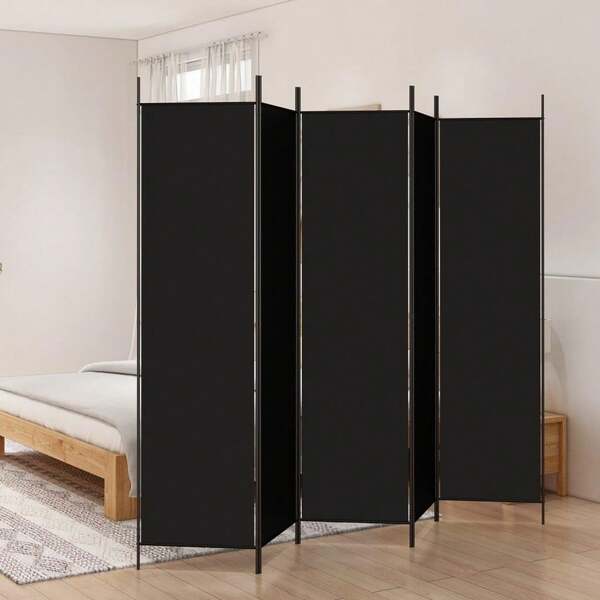 vidaXL Paravent 5-TLG. Raumtrenner Raumteiler Trennwand Umkleide Sichtschutz Spanische Wand Wohnzimmer Schlafzimmer Schwarz 250x200cm Stoff