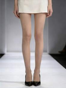 1双女士提花丝袜，黑色缎带印花薄丝袜，纯白色防勾丝薄丝袜，哥特朋克亚文化丝袜 - 彩色 - 查看 11