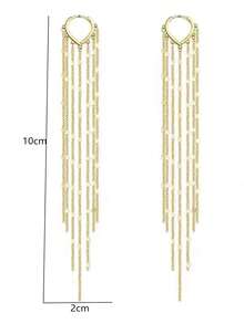 Chain Tassel Drop Earrings - 黃金 - 查看 5
