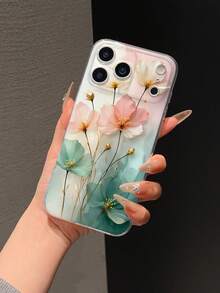 花朵图案 1 件装 时尚花卉透明软壳保护手机壳，适用于三星 Galaxy S26ULTRA、S25ULTRA、S24ULTRA、A17、A16、A56、A37、A06、A16、荣耀 400、500Pro、A3、A5、13C、14C、15C、17ProMax、16ProMax、15ProMax、14、13、12、11 等型号。 - 無色 - 查看 3