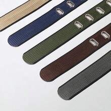 1条休闲尼龙帆布腰带，经久耐用，四季皆宜，多功能军用风格腰带 - 藏青色 - 查看 4