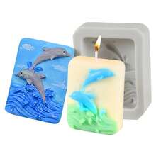 1个仙女海豚蜡烛硅胶模具，方形创意模具，适用于制作肥皂、蜡烛、石膏、香薰树脂3D模具，DIY派对、情人节、母亲节礼物 - 模具 - 查看 8