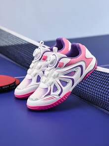 Women's Lightweight Breathable Shock-Absorbing Non-Slip Badminton Tennis Table Tennis Training Shoes - Rose Red - View 7