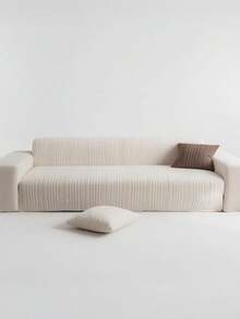1 tấm bọc ghế sofa kẻ sọc, phù hợp cho mọi mùa, thiết kế tối giản, vải co giãn có thể giặt máy, chống trầy xước và chống trơn trượt, phù hợp với ghế sofa phòng khách. - Màu be - Xem 2