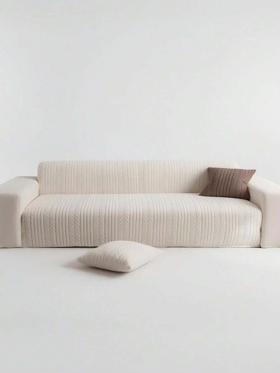 1 tấm bọc ghế sofa kẻ sọc, phù hợp cho mọi mùa, thiết kế tối giản, vải co giãn có thể giặt máy, chống trầy xước và chống trơn trượt, phù hợp với ghế sofa phòng khách.