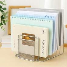 2 unidades de 7 ranuras inclinadas clasificador de archivos de malla de alambre de metal para clasificador de cartas de computadora para revistas carpetas de libros organizador de - Pago - Ver 4