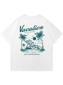 Áo thun nam tay ngắn in họa tiết nhiệt đới, thích hợp mặc mùa hè, thoải mái và thoáng khí, dẫn đầu xu hướng thời trang. - trắng - Xem 4