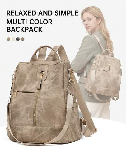 Myco High-End Anti-Theft Backpack For Women; Latest Personalized Leisure Soft Leather Backpack For Women; Large Capacity Multi-Functional Travel Backpack For Vacation; Multipurpose Schoolbag