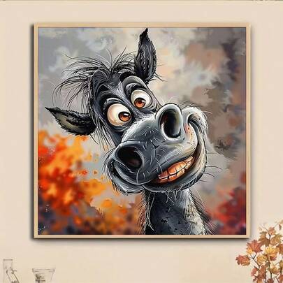 1 pieza Kit de pintura de diamantes 5D, patrón de burro lindo, adecuado para principiantes adultos DIY Mosaico de arte de diamantes, pintura de diamantes DIY de perforación completa, aplicable para decoración de pared de sala de estar, dormitorio, oficina, pintura colgante, regalo de decoración del hogar sorpresa para familiares y amigos, sin marco [30*30cm/11.8*15.7 pulgadas] [40*40cm/15.7*15.7 pulgadas]