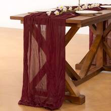 1pc 90*180cm Bohemian Gauze Country Wedding Party Gathering Crinkle Tablecloth - Burgundy - View 4