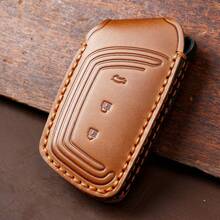 1pc Genuine Leather Key Fob Holder Suitable For Baojun Car Keys, New Model RM5/RS-5/RC6/RS3/Wuling Hongguang MINI EV - Blue (Type B) - View 2