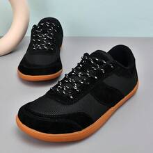 1 Pair Men's Wide Toe Box Minimalist Squat Shoes, Zero Drop Weightlifting Shoes, Thin Sole Fitness Shoes, Low-Top Casual Sneakers, Unisex Wide Round Toe Barefoot Shoes - Black - View 15