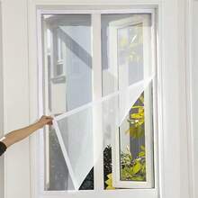 1pc Mosquito Nets For Window,Anti-Mosquito Window Screens,Mesh Anti Insect Air Tulle Invisible Black Fiberglass Mosquitoes And Flies,Simple Detachable Window Screen, No-Drill, Hook And Loop-Attached Screen Mesh - White Mesh With White Trim - View 5