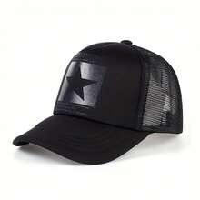 1 Piece Women's Five-Pointed Star Baseball Cap, Adjustable Casual Hat, Spring/Summer Trucker Hat - 黑色 - 查看 12