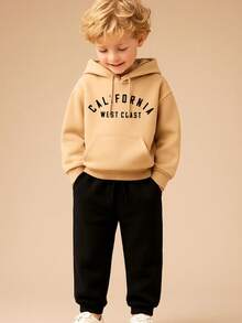 Children's Printed Sweatshirt Set, Blouse And Flannel Trousers - 米色 - 查看 2
