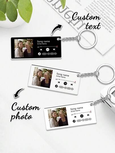 Customized Photo, Text, Music Keychain, Personalized Acrylic Keyring, Mother's Day Customized Keychain, Photo Keychain, Mother's Day Gift, Birthday Gift, Anniversary Gift, Couples Gift, Home Decor, Souvenir, Reusable, Cute, High Quality, Birthday Gift, Wedding Anniversary, Graduation Memento, Mother's Day Father's Day Gift, Multifunctional, Adjustable, Decorative, Reusable, Exquisite