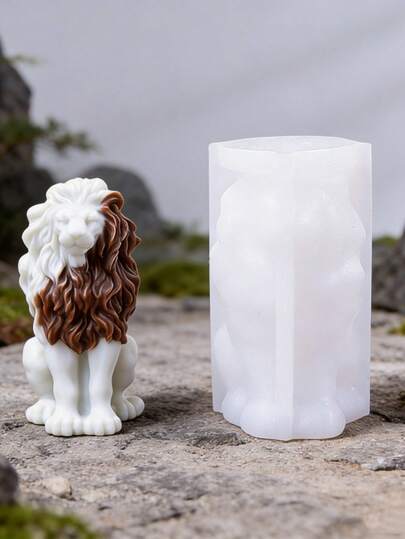 1pc Sitting Lion Silicone Candle Mold, DIY Lion Aroma Stone Plaster Diffuser Home Decor Silicone Mold