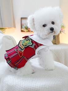 1pc Pet Dress, Cute Dress Clothes For Small Dogs & Cats - Red - View 5