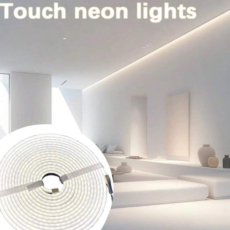 1m LED Light Strip: Create A Personalized Atmosphere Through Color Lighting, Suitable For Leisure, Work, Commercial Display And Other Scenarios. Available In Short Length For Small Areas. Choose Between White And Warm Light. Made Of Silicone Material. Touch To Turn On/Off, Long Press To Adjust Brightness, Short Press To Switch Color Temperature. All Functions At Your Fingertips, No Extra Remote Or Complex Buttons, Easy To Use. - white light - View 12