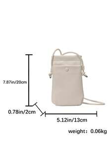 1 chiếc bao đựng điện thoại cầm tay/đeo chéo bằng da PU màu trơn tối giản, trang trí nút bấm, màu trắng/hồng/đen, có nút bấm và khóa kéo, kiểu dáng Hàn Quốc tối giản, phù hợp cho học sinh, nhân viên văn phòng và sử dụng hàng ngày. - trắng - Xem 3