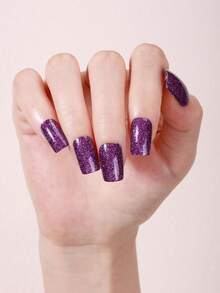 Coral Pink Nail Stickers, Waterproof Nail Art Decals, Solid Color, Green Onion Pink, Gradient Ombre Full Nail Wraps - Purple - View 6