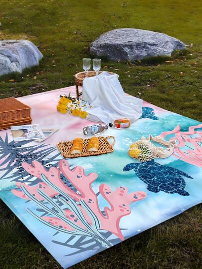 1 Stück Neue Outdoor Wasserdichte Anti-Sand Digital bedruckte Picknick Matte/Strandtuch, modisches und frisches Muster, geeignet für Outdoor Camping und Picknicks (100g Stoffgewicht)