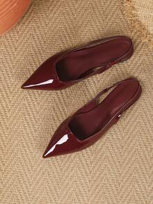 Mẫu giày nữ mũi nhọn tối giản màu đỏ tía, sandal quai hậu thời trang xuân/hè mới về. - Màu Đỏ Sâu - Xem 5