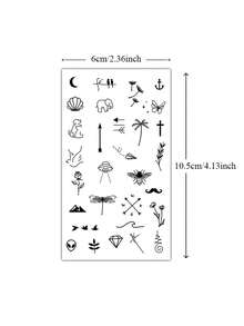 20 Sheets Small Size Temporary Tattoo Stickers For Women And Men Finger Sticker, Black Flower, Butterfly, Starry Sky, Stars, Moon, Snake Fake Tattoo, Water-Resistant Body Decals Suitable For Hand, Arm, Face, Finger And Neck Decor - Multicolor - View 7