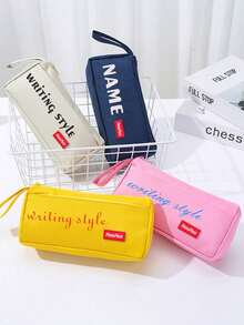 Customized Text LOGO Minimalist Pencil Case, Large Capacity Stationery Bag, Stationery Box, Student Pencil Pouch For Men & Women, Back To School Gift, Exclusive Pencil Bag, Student Large Capacity Pencil Bag, Dirt-Resistant Minimalist Stationery Box, High-Quality Pencil Box, Stationery Pencil Bag - Multicolor - View 3