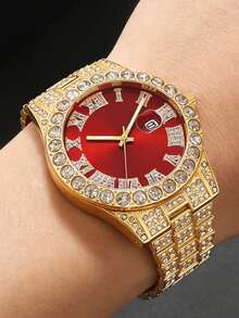 Hip Hop Chain Set, Unisex Fashion Watch, Necklace And Bracelet Set, Holiday Gift For Father - Gold - View 5