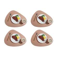 4件套黑色仿皮餐垫，耐磨可水洗，防滑耐热，易于清洁 - 彩色 - 查看 15