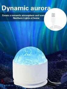 1pc Plastic Polished Color Changing LED Projection Magic Ball With Aurora Effect, Modern Style, USB Powered, Space Themed Lamp With Remote Control - 16 Lighting Color Options, Suitable For Bedroom Ambiance And Holiday Decoration - Multicolor - View 7