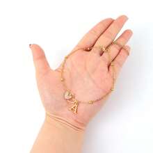 1 pieza Tobillera de acero inoxidable dorado con colgante de corazón doble con inicial, estilo de moda simple para mujeres - Amarillo Oro - Ver 3