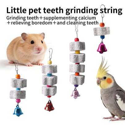 1 món đồ chơi gặm cho chuột hamster và chim có chuông, đá mài răng treo cho thú cưng nhỏ, vẹt, chuột lang. Kiểu dáng và màu sắc sẽ được giao ngẫu nhiên.