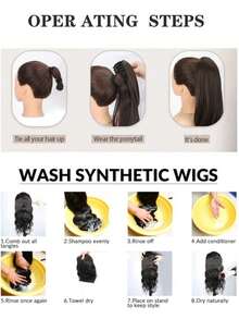 24-26 Inch Long Wavy Ponytail Synthetic Heat Resistant Clip-In Curly Wavy Ponytail Hair Extension, Black & Brown - Multicolor - View 9