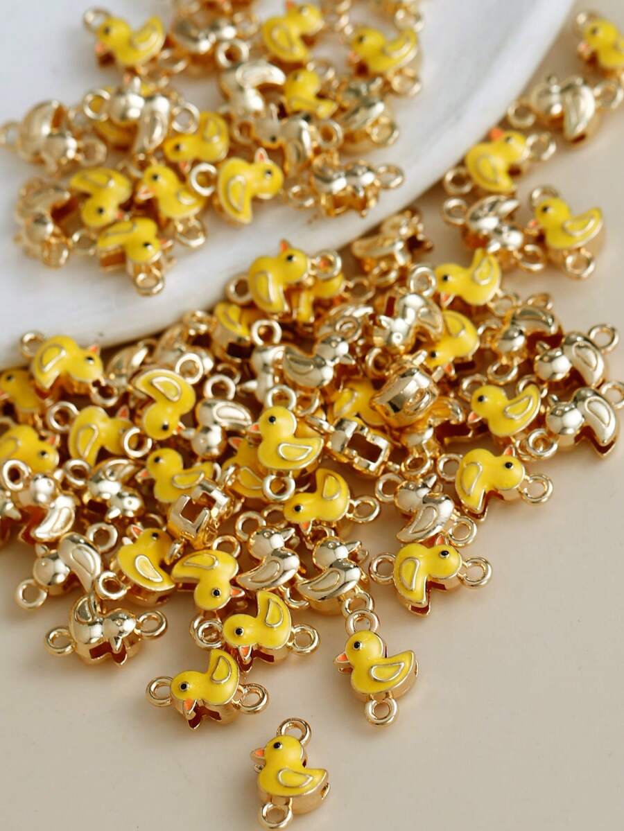 10/20/50/100/500pcs Alloy Oil Drop Small Yellow Duck Animal Pendant DIY Cartoon Cute Pet Earrings Necklace Bracelet Earrings Jewelry Making Keychain Accessories - Multicolor - View 1
