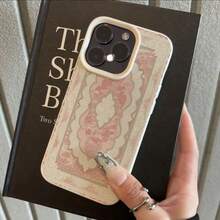 1 pieza Funda de teléfono con patrón de esmalte en polvo elegante y retro de material TPU, compatible con Apple 17 Pro Max/17/16 Pro Max/15/13/12/11, S20 FE/A15/S24/A55, Note 11/Note 12/Note 13 Pro, cobertura completa, protección suave anti-caídas - Blanco - Ver 2