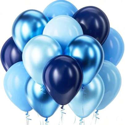 15pcs Set Of Matte Blue, Opaque White, Vintage Beige And Metallic Gold Balloons, Suitable For Christmas, Birthday, New Year, Wedding Decoration, Indoor And Outdoor Scenes, Christmas Tree Decoration, Etc.